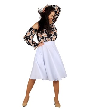 M MIDI BIAŁA spódnica z koła rozłożysta pin up