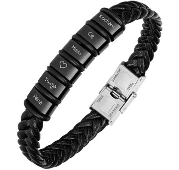 Кожаный браслет для отца сына с ГРАВИРОВКОЙ 316Л.