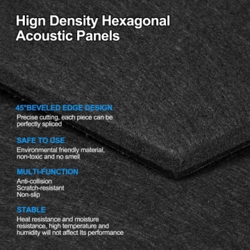 САМОКЛЕЯЩИЕСЯ АКУСТИЧЕСКИЕ ПАНЕЛИ 12 ШТ, ЧЕРНЫЕ