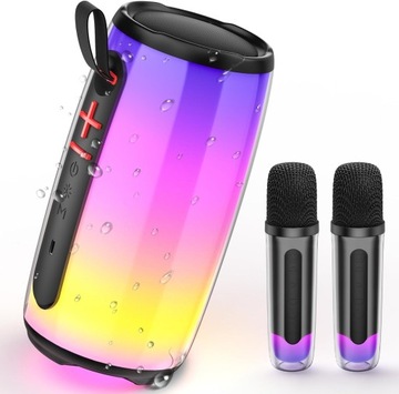 Mini Karaoke z 2xMikrofonami i Kolorowymi Światłami