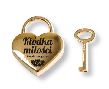 Mini Kłódka miłości brelok z Twoim grawerem IMIĘ WZORY, kolor złoty