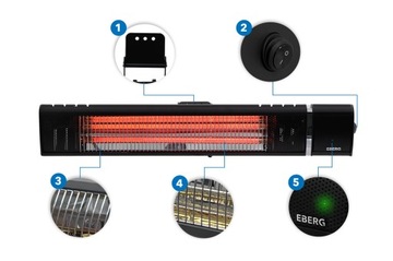 Инфракрасный обогреватель EBERG IXU 2000W, внешний настенный обогреватель, дистанционное управление