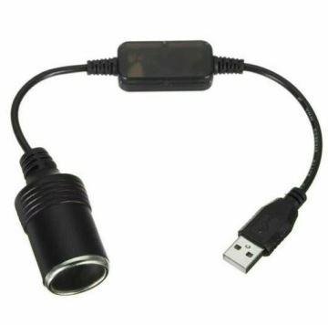 ADAPTER KONWERTER z USB na GNIAZDO ZAPALNICZKI 12V 30cm