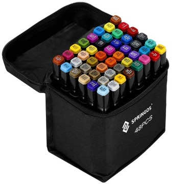 НАБОР ДВУХСТОРОННИХ РУЧОК АЛКОГОЛЬНЫХ МАРКЕРОВ, 48 ШТ. + ЧЕХОЛ-ЧЕХОЛ.