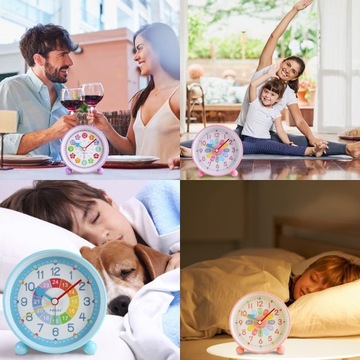 Budzik dla dzieci cichy budzik, budzik dla dzieci na baterie, analogowy 4