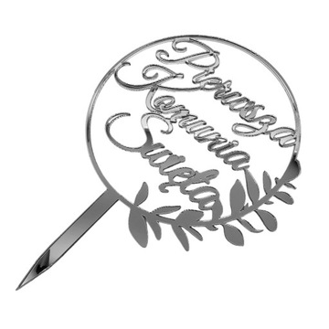 Топпер для причастия, серебряный торт для причастия, первое причастие, серебряное зеркало.