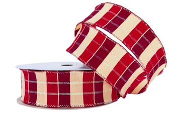 WSTĄŻKA TASIEMKA ZE WZOREM WIOSENNA KRATKA 4cm/10m