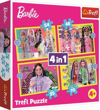 PUZZLE 4W1 WESOŁY ŚWIAT BARBIE