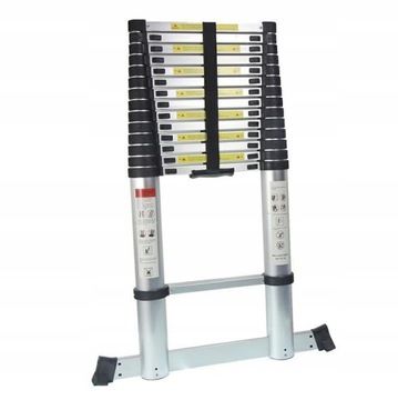 DRABINA TELESKOPOWA 5m 15 SZCZEBLI 150kg + STABILIZATOR