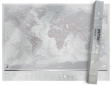 Mapa świata zdrapka do drapania platynowa Scratch Map Platinum na prezent
