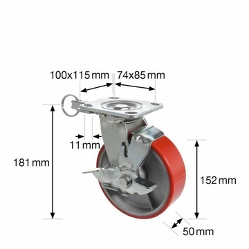 Kółko przemysłowe fi152 400kg z hamulcem MOCNE