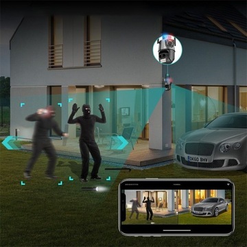 ВНЕШНЯЯ ВРАЩАЮЩАЯСЯ IP-КАМЕРА 2 В 1 GSM 3G 4G SIM 2x 3MPX ДЛЯ МОНИТОРИНГА