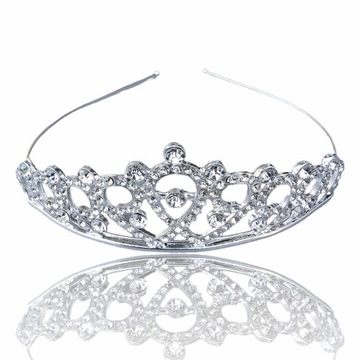 Elegancki diadem ślubny, srebrny z cyrkoniami