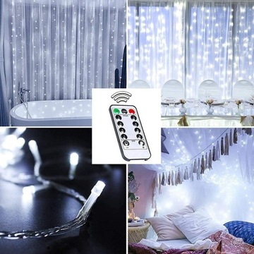 СВЕТОВАЯ ЗАВЕСА 200 LED ХОЛОДНЫЙ БЕЛЫЙ USB 3х2М