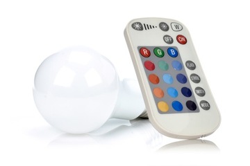 4 МОЩНЫХ СВЕТОДИОДНЫХ RGB ЛАМПЫ E27 ЭКРАН 9 Вт 720 лм ЦВЕТНОЙ + ТЕПЛЫЙ БЕЛЫЙ ДЛЯ ДИСТАНЦИОННОГО УПРАВЛЕНИЯ