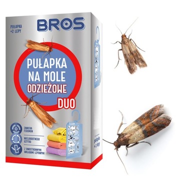 BROS PUŁAPKA LEP NA MOLE ODZIEŻOWE DUO + 2 WKŁADY