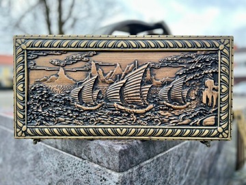 Drewniany Backgammon - Wzór Morze