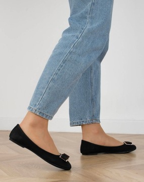 БАЛЕТКИ ЖЕНСКИЕ КЛАССИЧЕСКИЕ ЧЕРНЫЕ ЛУКИ 38