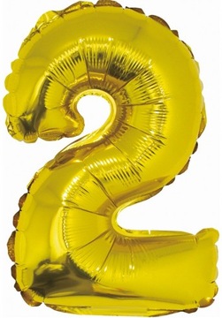 BALON CYFERKA 2 cyfra złota urodziny złoty