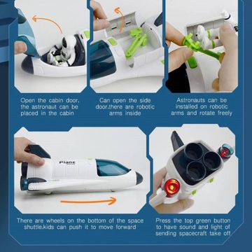 Моделирование космических игрушечных транспортных средств Свет и звуки Исследуйте космический челнок