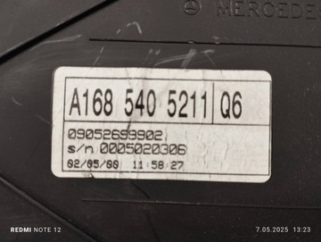 MERCEDES BENZÍN W168 PŘÍSTROJOVÁ DESKA BUDÍK A1685405211
