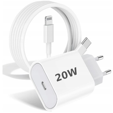 SZYBKA ŁADOWARKA DO IPHONE KOSTKA 20W + KABEL 1M / USB-C - IPHONE LIGHTING