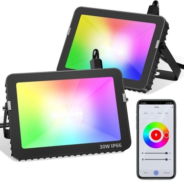 LAMPA REFLEKTOR RGB APLIKACJA 30W IP66