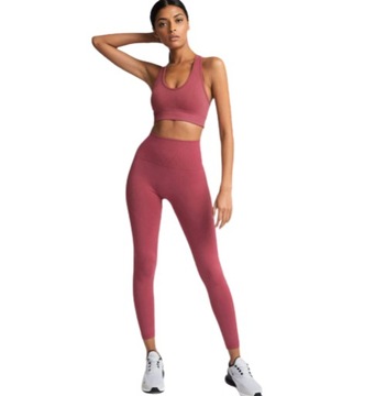 KOMPLET SPORTOWY TOP LEGGINSY FITNESS JOGA - M