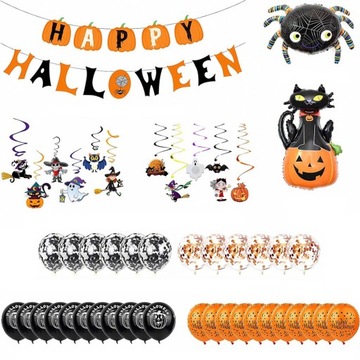 ДЕКОРАТИВНЫЙ НАБОР ДЛЯ ВЕЧЕРИНКИ ХЭЛЛОУИНА, СМЕСЬ ГИРЛАНДОВ, ПОДВЕСКИ С ШАРАМИ