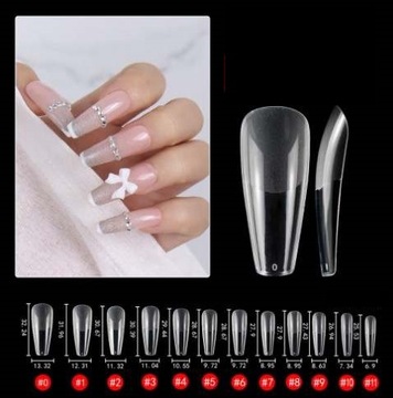 ГИБКИЕ ПРОЗРАЧНЫЕ НАКОНЕЧНИКИ 120 ШТ. ГРОБ БАЛЕРИНА