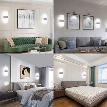 СВЕТОДИОДНЫЙ НАСТЕННЫЙ СВЕТИЛЬНИК 6ВТ БЕЛЫЙ СВЕТ ВВЕРХ-ВНИЗ СОВРЕМЕННЫЙ ДЛЯ ГОСТИНОЙ×2