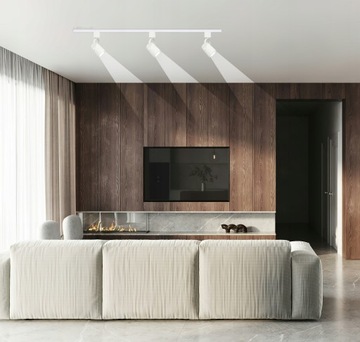 3 ТОЧЕЧНЫХ БЕЛЫХ ОТРАЖАТЕЛЯ НА GU10 + ШИННЫЙ КАБЕЛЬ 1 м