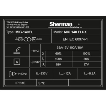 МИГ-СВАРЩИК БЕЗ ГАЗА SHERMAN 140 FLUX