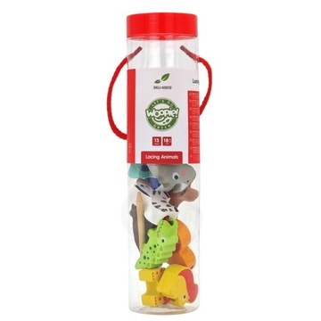 БУСИНЫ ДЛЯ НАНИЗАНИЯ БУСИНЫ МОНТЕССОРИ САФАРИ ЗОО 13 шт. ВУПИ ЗЕЛЕНЫЙ