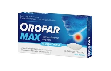 OROFAR MAX na gardło miętowe 30 pastylek do ssania