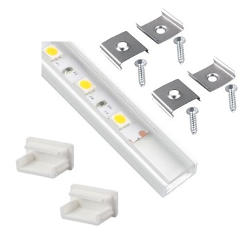 Profil LED Aluminiowy do Taśm 10mm Nawierzch Transparentny Klosz 2m Biały