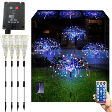 4SZT LAMPA SOLARNA OGRODOWA DMUCHAWCE FAJERWERKI OZDOBA 480 RGB LED PILOT