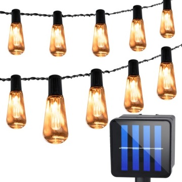 СВЕТОДИОДНАЯ СОЛНЕЧНАЯ ГИРЛАНДИЯ САД 10x СВЕТОДИОДНАЯ ЛАМПОЧКА EDISON ДЕКОРАТИВНАЯ ЦЕПЬ