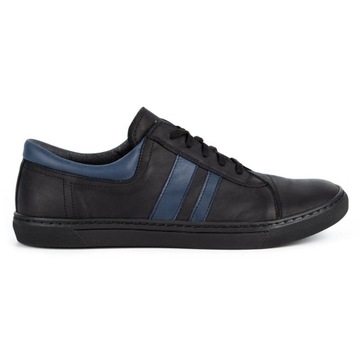 Buty męskie casual skórzane 0150W czarne 42