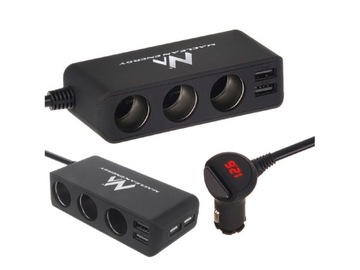 TRÓJNIK ROZDZIELACZ ZAPALNICZKI 12-24V 4xUSB 120W