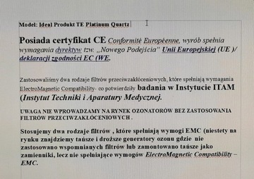BEZPŁYTKOWY ozonator HYBRYDOWY 2-20g POLSKI KWARC