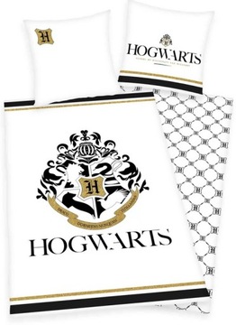 Pościel bawełniana HARRY POTTER 140x200 biała poszewka ZŁOTY HERB !