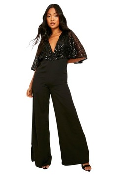 RW1209 BOOHOO PETITE ELEGANCKI KOMBINEZON BOGATO ZDOBIONY CEKINAMI M