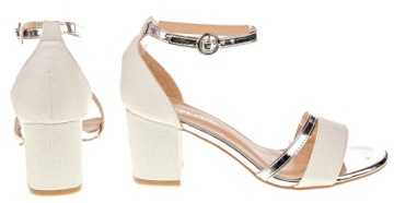 БОСОНОЖКИ НА ВЫСОКОМ КАБЛУКЕ, 6 СМ. СЕРЕБРО 36