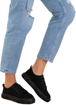 Damskie Buty Trampki Seastar Tenisówki Wysokie na Platformie Czarne r. 39