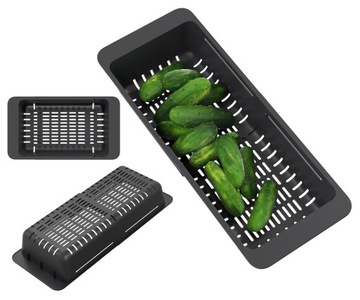 KOSZYK CZARNY OCIEKARKA PLASTIKOWASKŁADANY DO ZLEWU UNIWERSALNY DURSZLAK