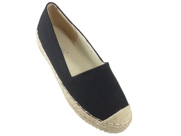 Czarne espadryle płaskie buty damskie 36