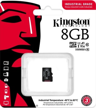 KINGSTON 8 ГБ microSDHC C10 UHS U3 V30 A1 100 МБ