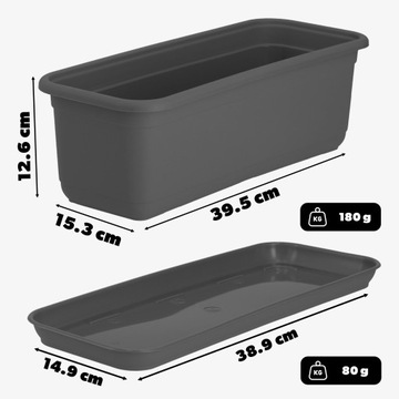 БАЛКОННЫЙ ЯЩИК, ЦВЕТОЧНЫЙ ГОРШОК 40см + ПОДСТАВКА