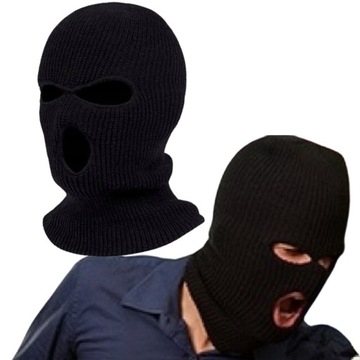 Czapka balaclava KOMINIARKA czarna narciarska motocyklowa rowerowa CIEPŁA